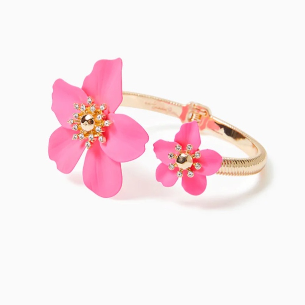Lilly Pulitzer NEW IN BAG! ‘Roxie Pink’ Orchid Flower Bracelet NWT - Picture 7 of 9